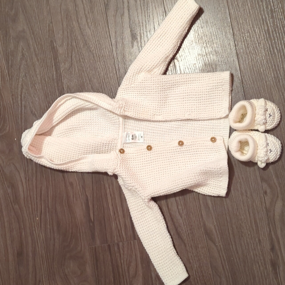 Baby Hooded Cardigan & booties